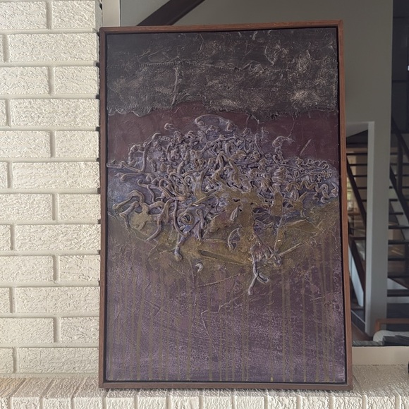 Abstract Purple textured  Art Piece by Boyd wood framed on board - Picture 12 of 12